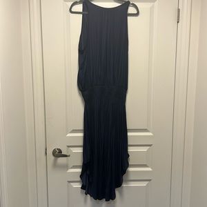 DO & BE Women's Navy Smocking Dress Pleated Detail